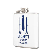 Groom Blue Krawatte Flachmann (Links)