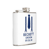 Groom Blue Krawatte Flachmann (Rechts)