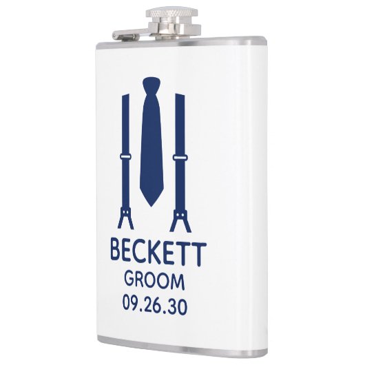 Groom Blue Krawatte Flachmann (Links)