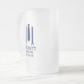 Groom Blue Krawatte Mattglas Bierglas (Vorderseite Links)