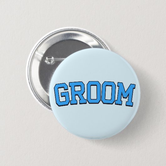 GROOM - Blue Uni Schriftart Wedding & Bachelor Par Button (Vorne & Hinten)