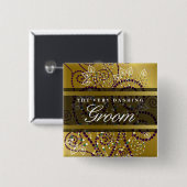 GROOM Boho Lila Spirals Gold Chic Wedding Button (Vorne & Hinten)