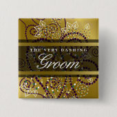 GROOM Boho Lila Spirals Gold Chic Wedding Button (Vorderseite)
