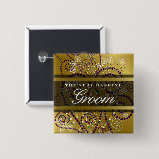GROOM Boho Lila Spirals Gold Chic Wedding Button