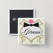 Groom Bow Krawatte Hochzeit Abzeichen Button (Vorne & Hinten)
