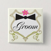 Groom Bow Krawatte Hochzeit Abzeichen Button (Vorderseite)