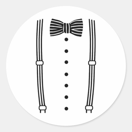 Groom Bow Krawatte und Suspender Runder Aufkleber (Vorderseite)