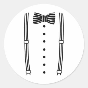 Groom Bow Krawatte und Suspender Runder Aufkleber