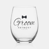 Groom Bow Weinglas Ohne Stiel (Vorderseite)