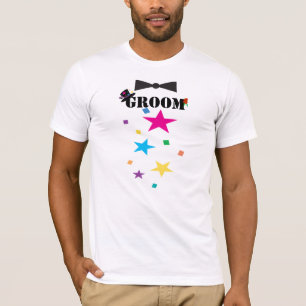 Groom Bowtie Plum Rose Stars Top Hat T - Shirt