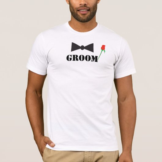 Groom Bowtie Rote Rose T - Shirt (Vorderseite)