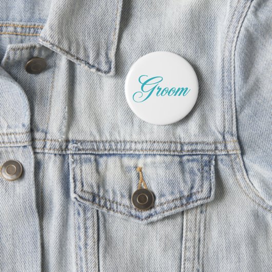 Groom Brautparty Button in Aqua Blue (Beispiel)