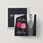 Groom-Brautparty - rosa Blume Button (Vorne & Hinten)