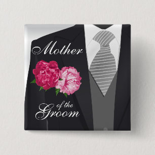 Groom-Brautparty - rosa Blume Button