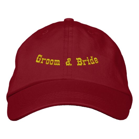 Groom Bride Custom Wedding Red Personalisiert Hat Bestickte Baseballkappe (Vorderseite)