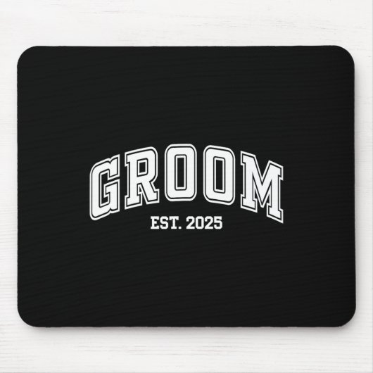 Groom Bride Est. 2025 Retro Just Married Couples W Mousepad (Vorne)