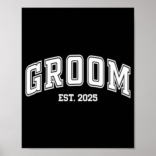 Groom Bride Est. 2025 Retro Just Married Couples W Poster (Vorne)