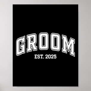 Groom Bride Est. 2025 Retro Just Married Couples W Poster
