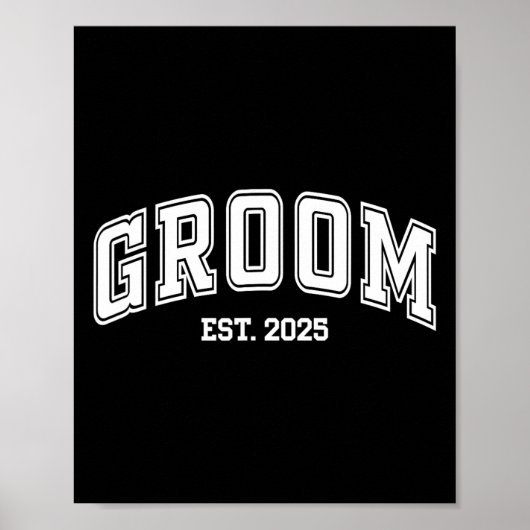 Groom Bride Est. 2025 Retro Just Married Couples W Poster (Vorne)