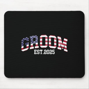 Groom Bride Est. 2025 US-Flagge nur verheiratet Pa Mousepad