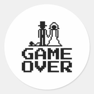 Groom Bride Game Over Stag Party Wedding _1 Runder Aufkleber