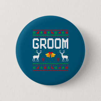 Groom bride married couple ugly christmas sweater  button