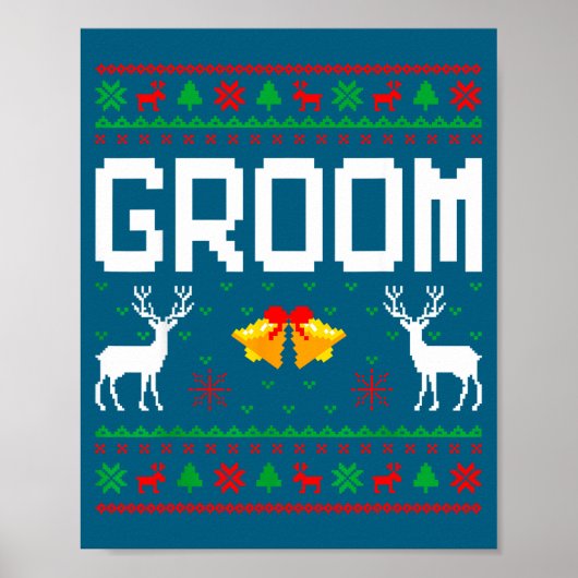 Groom bride married couple ugly christmas sweater  poster (Vorne)