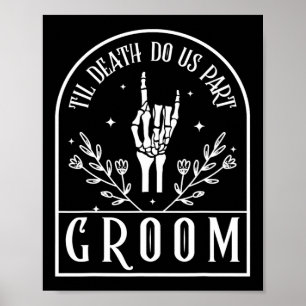 Groom Bride Skeleton Gothic Halloween Verlobung W Poster