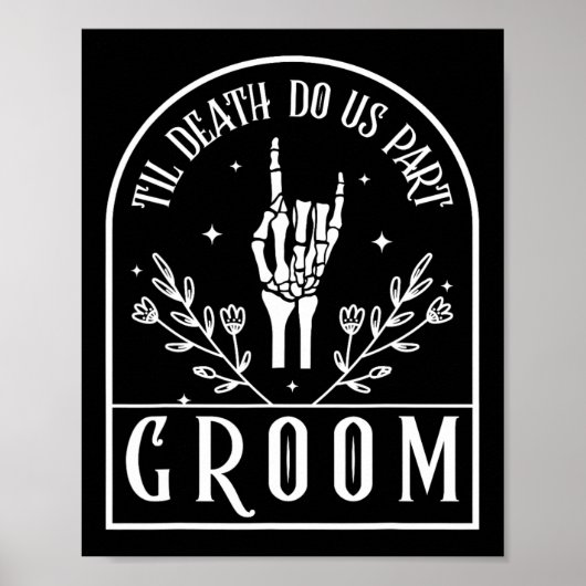 Groom Bride Skeleton Gothic Halloween Verlobung W Poster (Vorne)