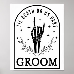Groom Bride Skeleton Gothic Halloween Verlobung W Poster
