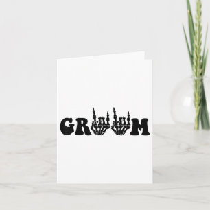 Groom Bride Skeleton Gothic Halloween Wedding Bach Karte