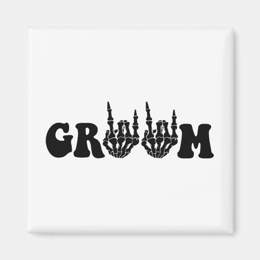 Groom Bride Skeleton Gothic Halloween Wedding Bach Magnet (Vorne)