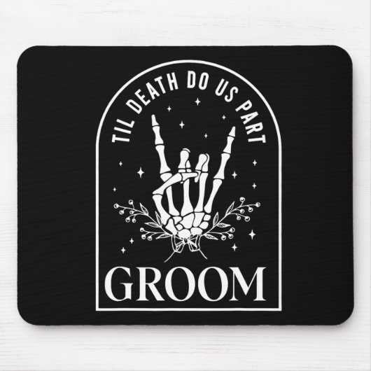 Groom Bride Skeleton Rock Hand Paare Wedding Hal Mousepad (Vorne)