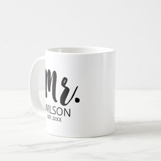 Groom Brush Schriftart Wedding Anniversary Couple Kaffeetasse (Vorderseite Links)