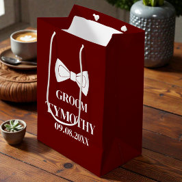 Groom Burgundy Elegante Moderne Geschenke Hochzeit Mittlere Geschenktüte