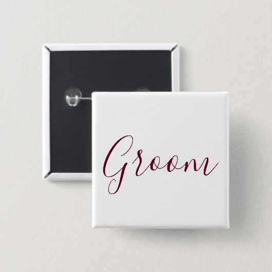 Groom Burgundy Schriftart Button (Vorne & Hinten)