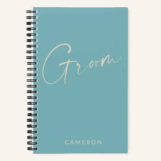 Groom | Chic Minimalistisch Personalisiert Aquamar Notizblock (Vorderseite)