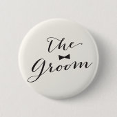 Groom Classic Script Bow Krawatte Wedding Brautpar Button (Vorderseite)