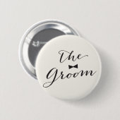 Groom Classic Script Bow Krawatte Wedding Brautpar Button (Vorne & Hinten)