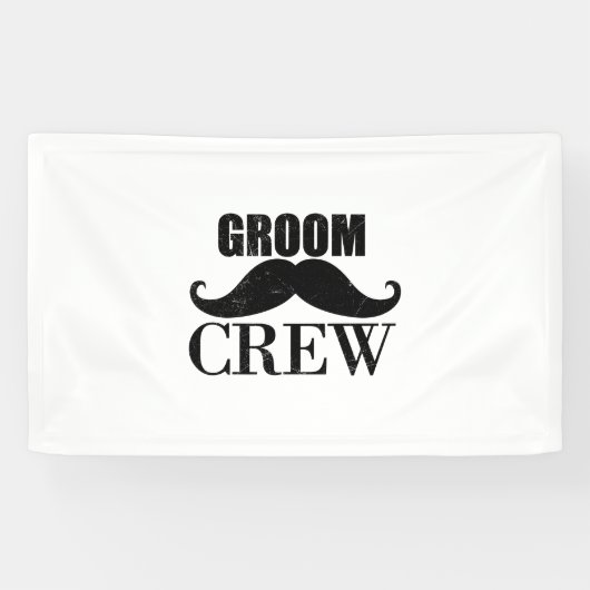 Groom Crew Bachelor Party Hochzeit Black Grunge Banner (Horizontal)