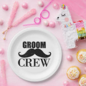 Groom Crew Bachelor Party Wedding Black Grunge Pappteller (Party)