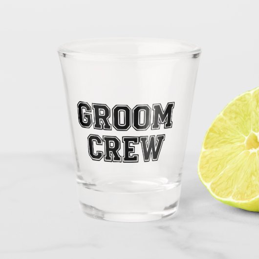 "Groom Crew" Junggesellenabschied Schnapsglas (Vorderseite)