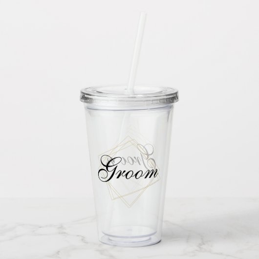 Groom Custom Changeable Geschenk Hochzeit Acryltrinkbecher (Rückseite)