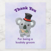 Groom Danke Koala Bären mit Puppe Weinetikett (Einzelnes Label)