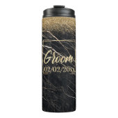 Groom Elegant: Goldene Marmorfeier Thermosbecher (Vorderseite)