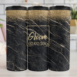 Groom Elegant: Goldene Marmorfeier Thermosbecher