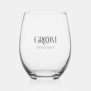 Groom Elegant Gray Typografy Weinglas Ohne Stiel