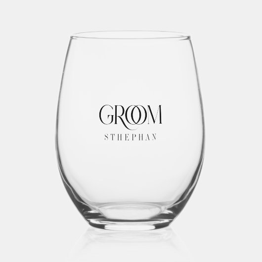 Groom Elegant Gray Typografy Weinglas Ohne Stiel (Vorderseite)