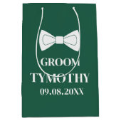 Groom Emerald Green Elegant Moderne Geschenke Hoch Mittlere Geschenktüte (Vorderseite)