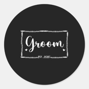 Groom Est. 2025 - Hochzeit und Matchband nur März Runder Aufkleber